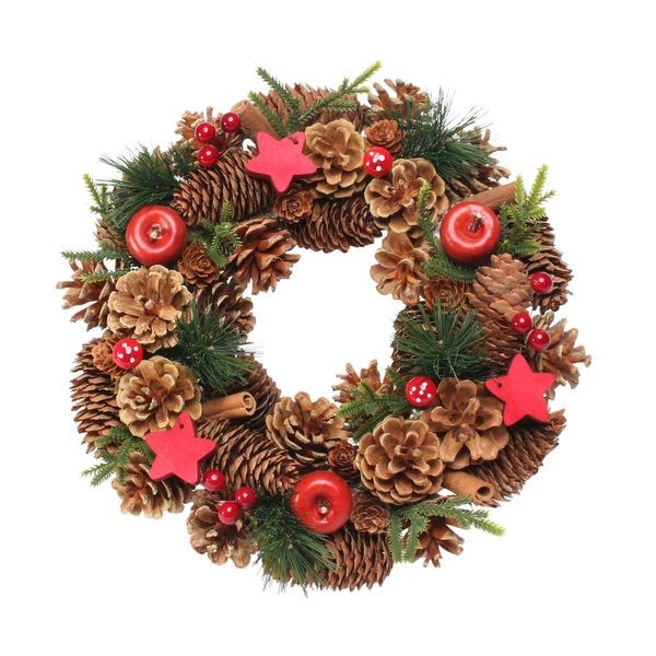 natural wreath with red stars