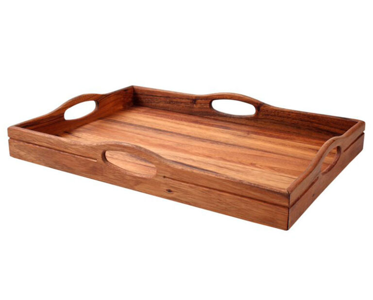 Large Serving Tray 4 Handled Acacia Wood Tray