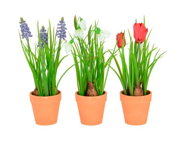 Artifical Hyacinth, Snowdrop & Tulip Pots