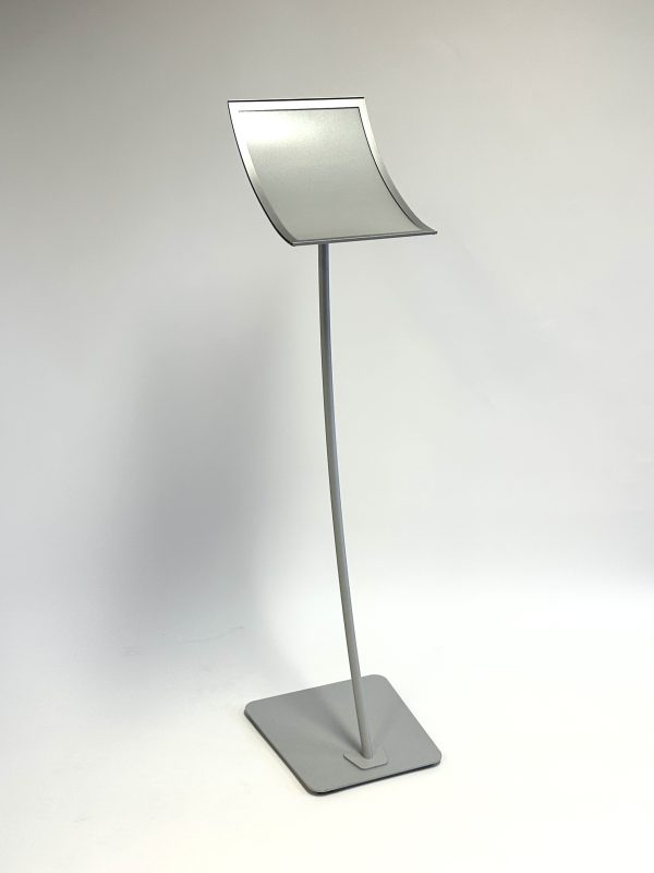 curved silver floor stand