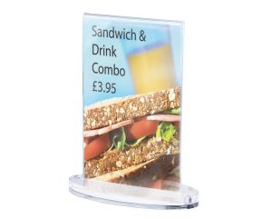 Oval base acrylic menu holder