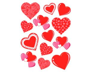 Valentines Heart Cling Decorations